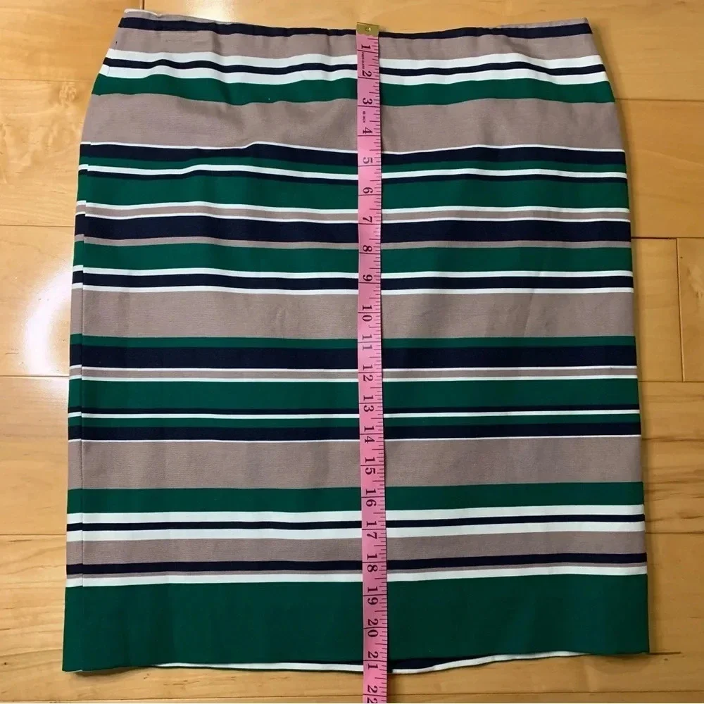 Talbots Pencil Straight Skirt Womens Size 8 Green Black Brown Stripes Career